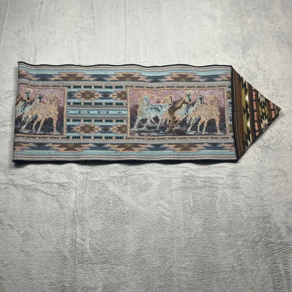 C. Cummings Table Runner Brown Southwestern Wild Horse Tapestry 68x13
